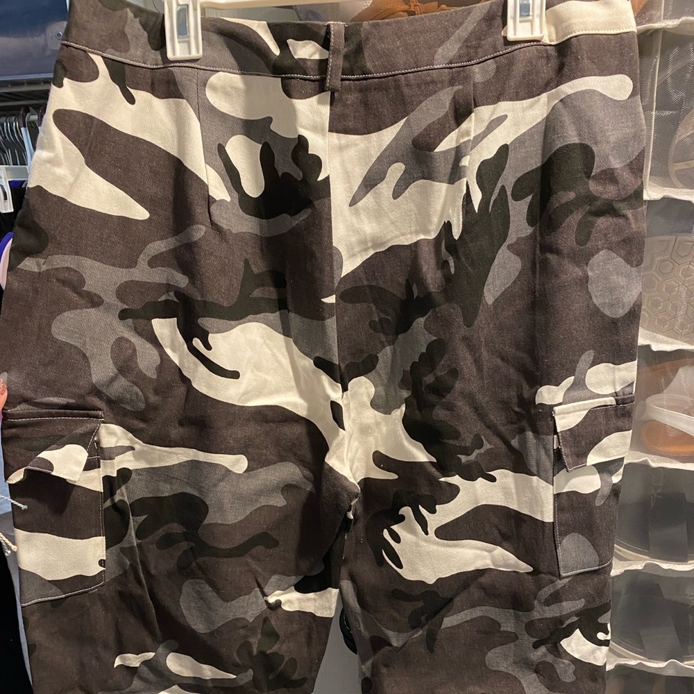 Black & white camo cargo pants